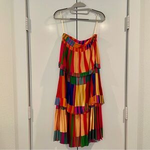 FARM Rio Sunset Stripes Tiered Midi Skirt